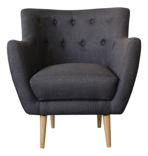 Sillon Ficus 1 Plaza - Madera Y Tapiz Color Gris Diseño De La Tela Lino