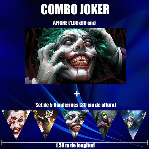 Combo Afiche Joker Guasón Banderines Decoracion Cumpleaños