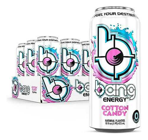 Bebida Energética Bang Cotton Candy, Sin Azúcar, 16 Oz (pack