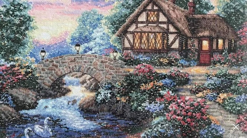 Cuadro De Punto De Cruz Twilight Bridge