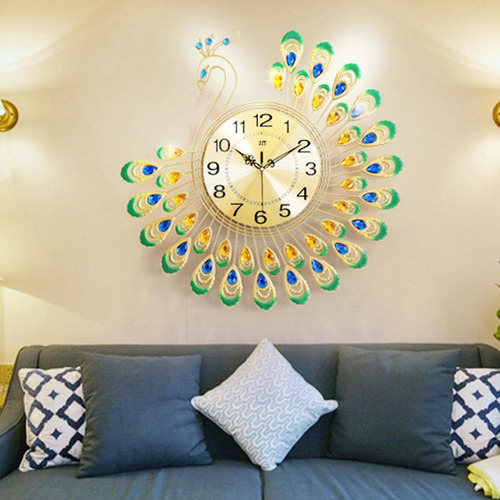 Imagen 9 de 9 de Reloj De Pared Moderno Con Forma De Pavo Real 3d, Diseño De