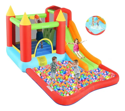 COSTWAY Castillo Inflable Del Tobogán Acuático De Los Niños De La Casa De La Despedida Interior Y Al Aire Libre Wventilador 480w
