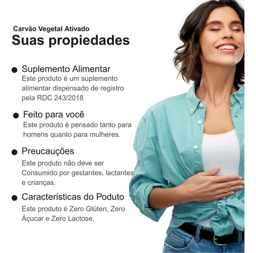 Kit 2 Frascos Carvão Vegetal Ativado Suplemento 120 Cápsulas Sabor Without Flavor