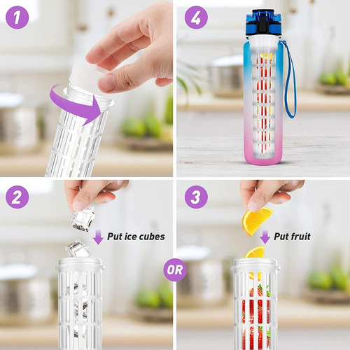Botella De Agua Con Marcador De Tiempo Motivacional 1 Litro