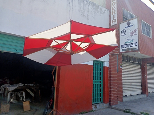 Imagen 5 de 6 de Paraguas Sombrilla Playeros Laterales De Madera Y Lona