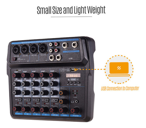 Mesa De Mezclas De 6 Canales Mixer Audio U6 Mini Musical