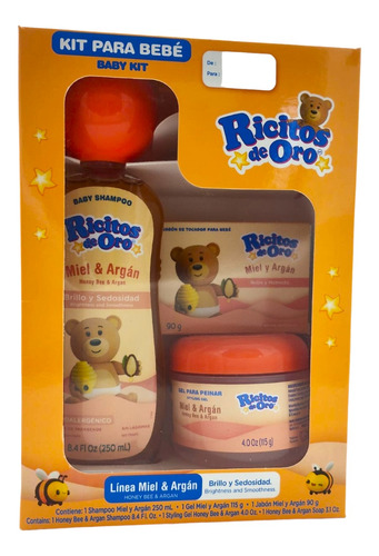  Ricitos De Oro Shampoo Miel Y Argán 250ml+gel 115g+jabón 90g