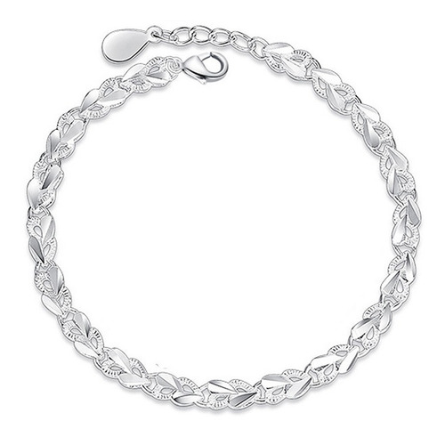 Pulsera De Plata Ley 925 Para Mujer Con Dijes De Corazon