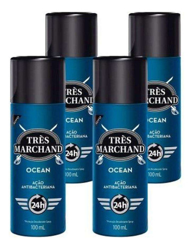 Kit 04 Desodorante Tres Marchand Ocean 100ml