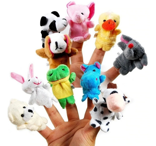 Imagen 2 de 6 de Titeres De Animales Para Dedo Pack De 10 Surtido Peluche