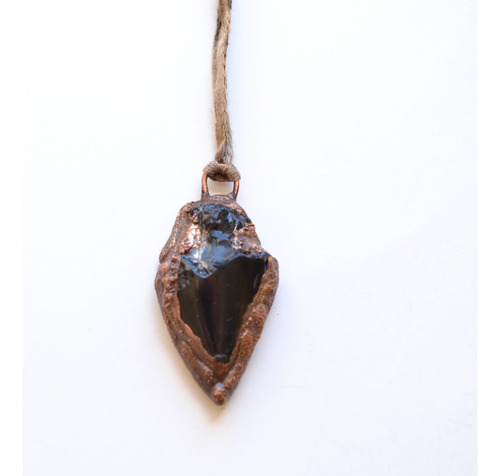Collar De Hombre, Flecha Obsidiana Negra De Mexico, Amuleto