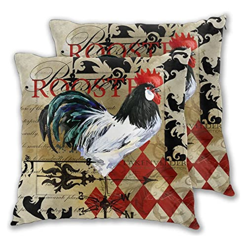 Juego De 2 Fundas De Almohada Estilo Vintage Gallo Sofã...