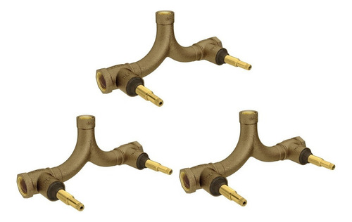 Kit 3 Pçs Misturador Michu Horizontal 4424 - 3/4x1/2 - Deca Acabamento Fosco Cor Dourado-escuro