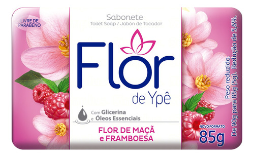 Sabão em barra Flor de Ypê Flor de Maçã e Framboesa de 85 g