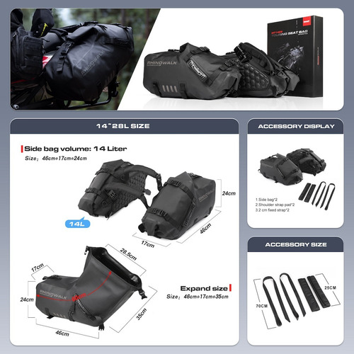 Par Maletas Suaves Laterales Motocicleta Rhinowalk Alforjas