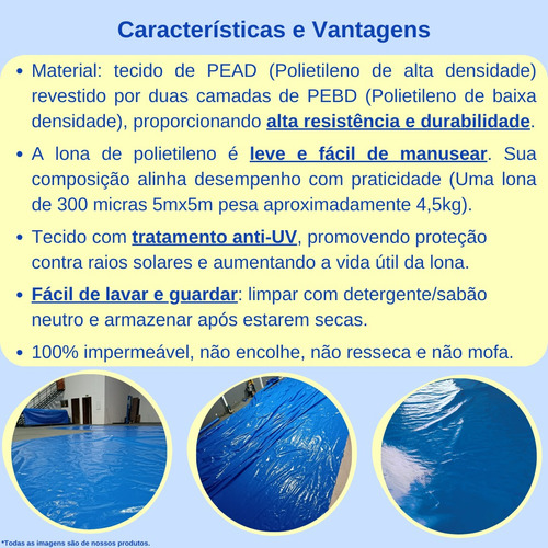 Lona 7x20 300 Micras Reforçada Multiuso Impermeável Uv