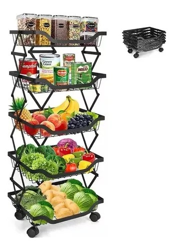 Carrito Cesta Estante Organizador De Cocina 5 Niveles Metal