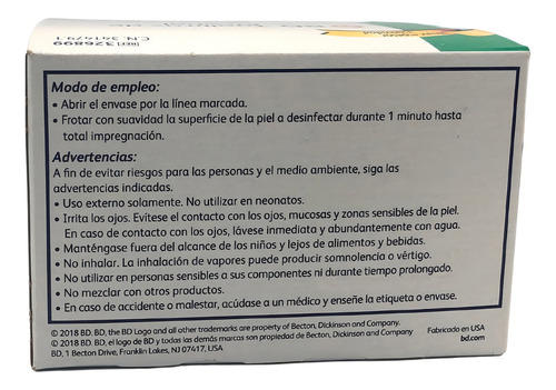 Toallitas Con Alcohol Bd Antiséptico 3 Cajas Caja Una C/100