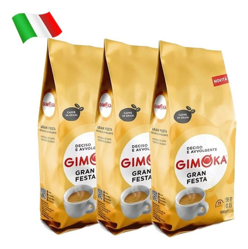 Café Granos Gimoka Gran Festa X 1 Kg - Italia - 3 Unidades