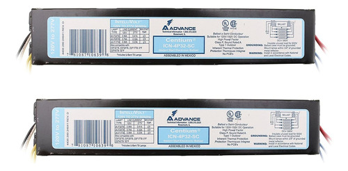Paquete De 2 Advance Icn-4p32-sc Balasto Fluorescente Electr