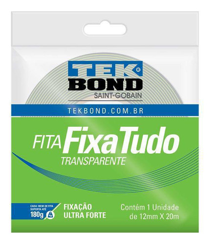 Fita Dupla Face Fixa Tudo 12mm X 20m Tekbond