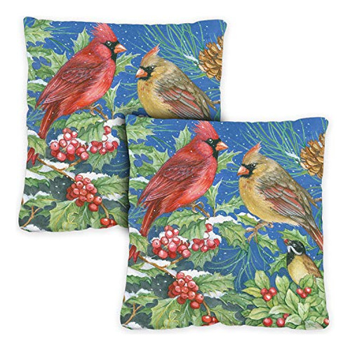 761270 Set Of 2 Winter Feast Winter Pillow Covers 18x18...