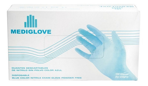 Guantes De Nitrilo Azul. Sin Polvo X 100u Mediglove