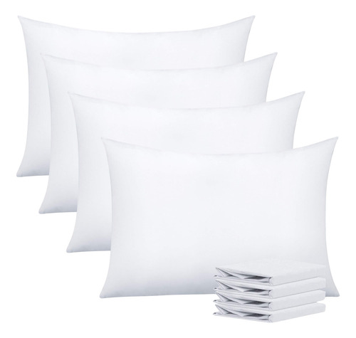 Set De 4 Piezas Relleno Almohada Estándar + Fundas 50x70cm Color Blanco