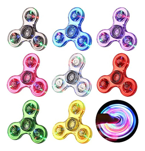 Gigilli Fidget Spinners 8 Unidades, Led Light Up Crystal Fin