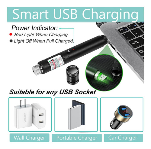 Puntero Láser De Largo Alcance, Puntero Láser Verde, Usb, De