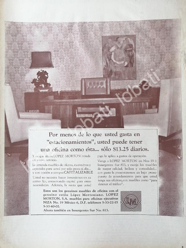 Cartel Vintage Muebles Para Oficina Lopez Morton 1960s /564