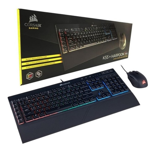 Teclado Mouse Corsair (k55 + Harpoon) Rgb Gamining Combo