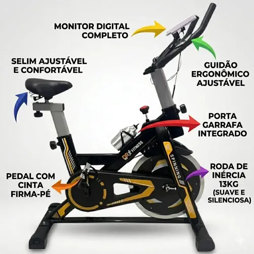 スポーツ・フィットネス GROUP KICK JAN 13 DVD Bicicleta spinning Dr Fitness inércia 13kg suporta 150kg cor