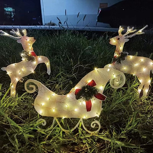 Coche De Trineo Elk Luz Patio Decoración Navideña Led Luces