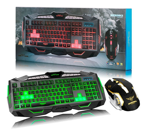 Kit Gamer Teclado + Mouse Micronics Frantic - Mic Gt8001-8 Color Del Mouse Negro Color Del Teclado Negro