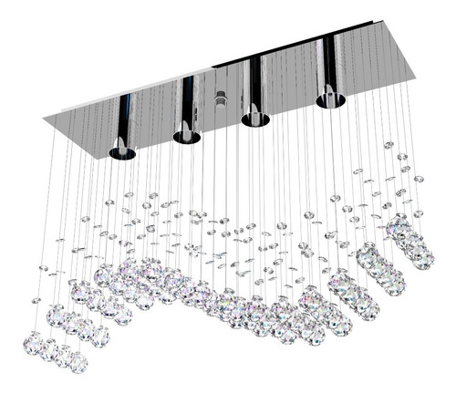 Candiles De Lujo Cristal Cortado Ola 4 Luces