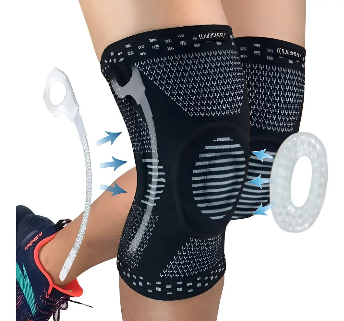 Joelheira De Compressão Elástica Ortopedica Crossfit Premium Cor Preto Tamanho G