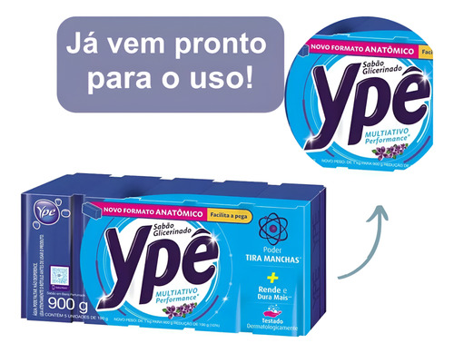 Sabão Barra Ypê Glicerinado Multiativo Com 5 Unid De 180g