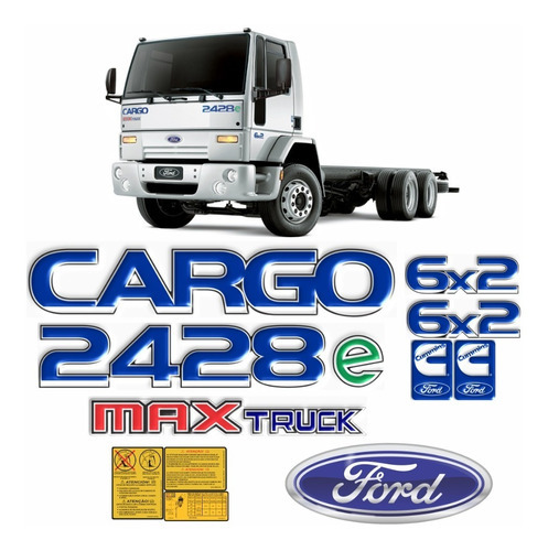 Adesivo Resinado Compatível Ford Cargo 2428e 6x2 Maxtruck 63 Cor Padrão