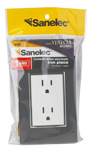 Contacto Doble Con Placa Sanelec Linea Toscana Color Negro