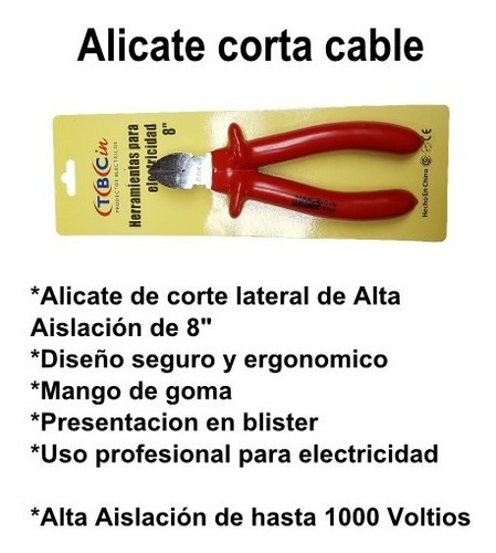 Pinza Alicate De Alta Aislacion Hasta 1000v De 8 Pulgadas