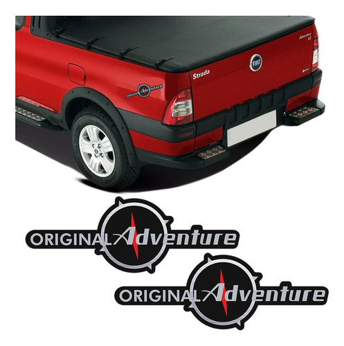 Par De Adesivos Emblema Original Adventure Fiat Strada