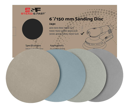 6 Inch Sanding Discs Hook And Loop 24 Pcs, 3000 4000 50...