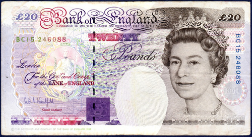 20 Libras Billete De Gran Bretaña 27 9 1993 Reina Isabel Ii