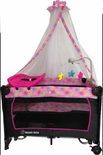 Corral Cuna Mecedora Colecho Mobil Peluche Tul Cambiador