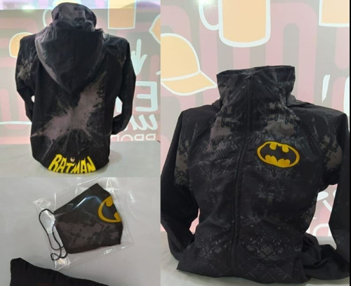 Chaqueta Rompe Vientos Impermeable + Tapabocas, Batman, Dc