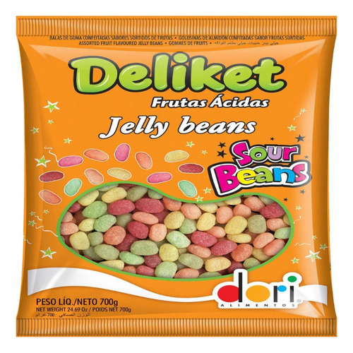 Bala De Goma Frutas Sortidas Ácidas Deliket Jelly Beans -  7