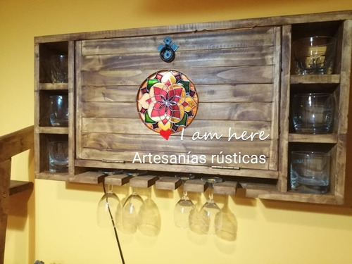 Barcito Rústico Con Luz Incluida Y Hermoso Vitro Pintado 