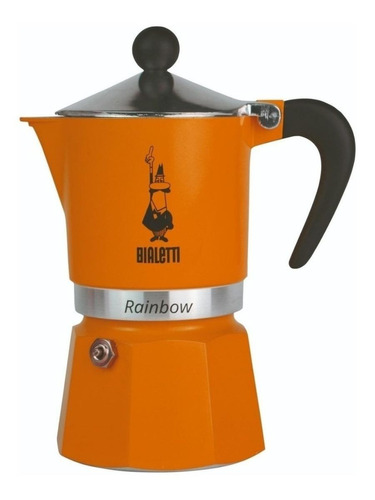 Cafetera Bialetti Rainbow 6 Cups manual naranja italiana