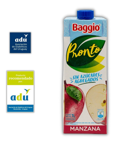 Imagen 4 de 5 de Jugo Baggio 1 Litro Sku.1106 Sello Adu - Diabetes